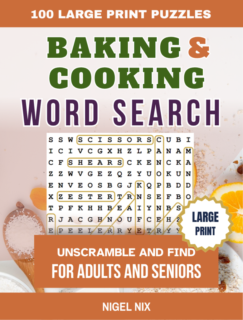 Baking and Cooking word search puzzle book cover