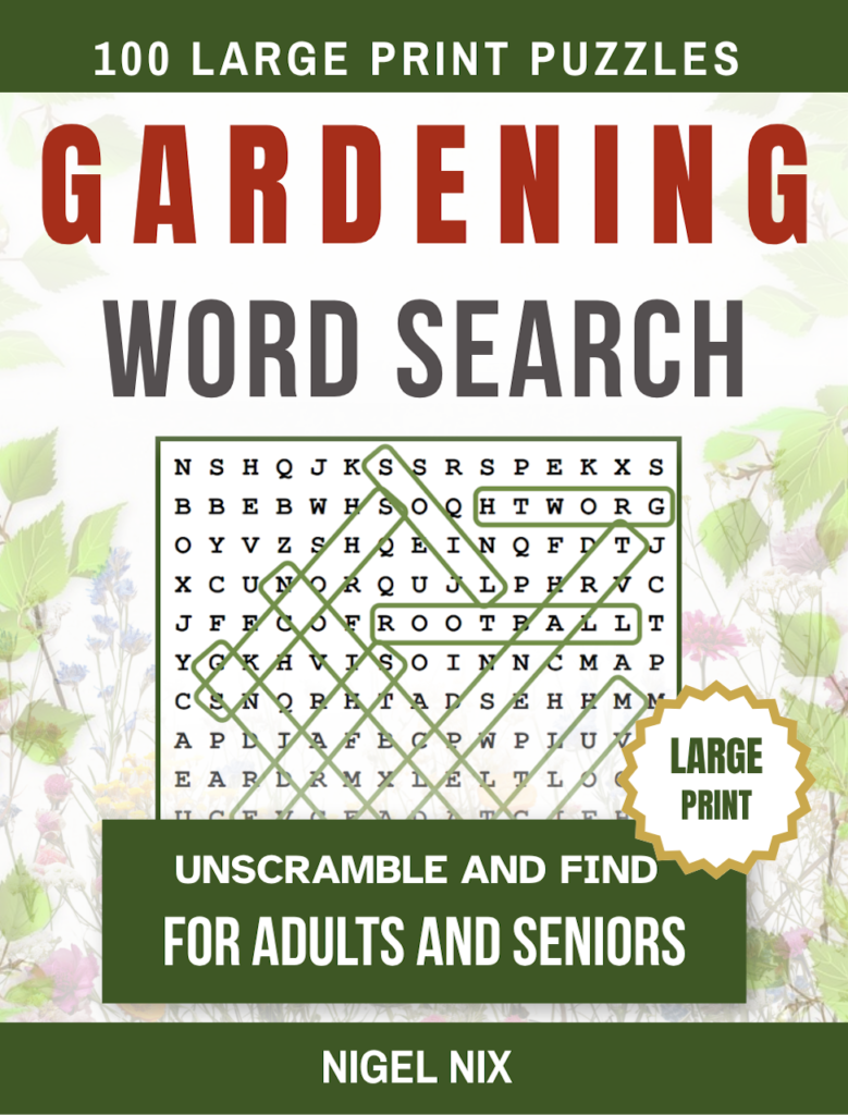 Gardening word search puzzle book cover