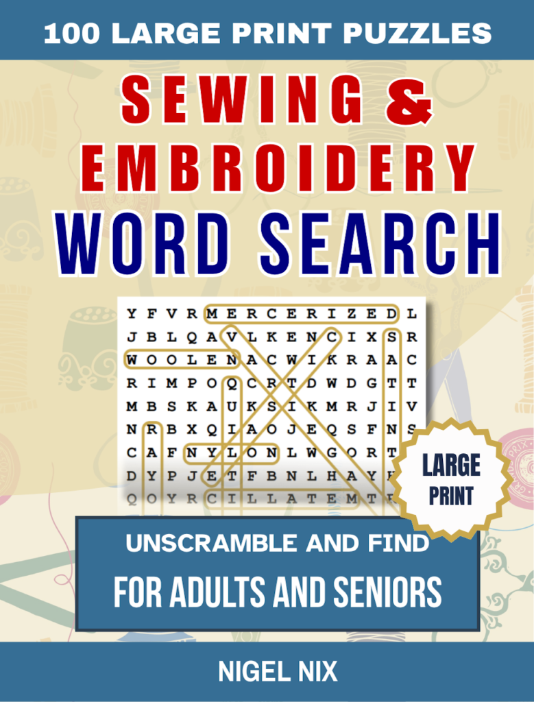 Sewing and Embroidery Word Search Puzzle Book Cover