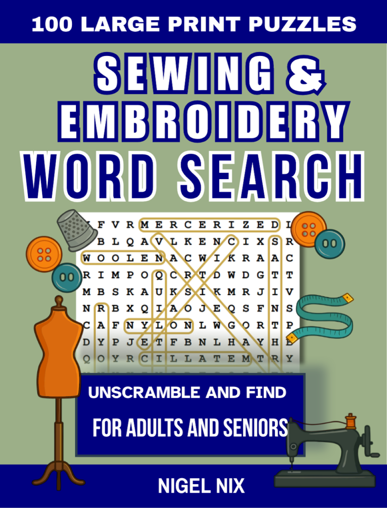 New Design Sewing And Embroidery Unscramble Word Search Book Cover